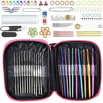 Kit Complet 100 Pièces Crochets à Tricoter Aluminium - Trousse Outils Tricot Avec Sac Portable Pour Débutants Et Experts