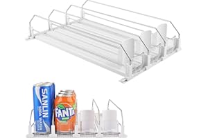 Meyagot Automatisch Kühlschrank Dosen Organizer, Kühlschrank Organizer Dosen, Dosenspender Selbstschiebender Verstellbare Breite Organizer Getränke Für Kühlschrank, Küche, Supermärkte(3 Reihen, 310mm)