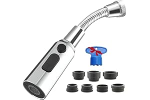 CHUAINXIN Wasserhahn Verlängerung mit Schlauch, Küche Wasserhahn Aufsatz Schwenkbar, M22 Perlatoren für Wasserhähne, M24 Strahlregler Verlangerung 360° Drehbarer mit 7 Adapter, Faucet Extender mit Wassersparer