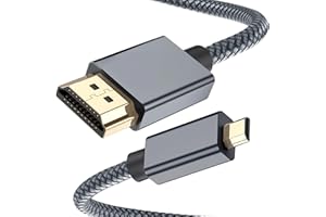 RUXELY Cable Micro HDMI A HDMI 2M, 4K 60Hz Trenzado Nailon para Raspberry Pi 4 4b, Gopro Black Hero 7 6 5 4, Cámara Sony A6000 A6300, Nikon B500, Lenovo Yoga 3 Pro 710, Canon, 3D Arc