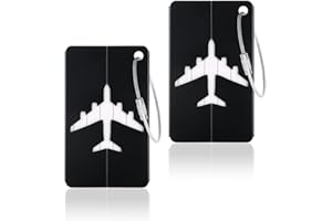 Vicloon Kofferanhänger,2 Stück Koffer Aluminium Gepäckanhänger, Adressschild Namensschilder,Wasserdichte Tags zum schnellen Auffinden von Reisetaschen-Schwarz