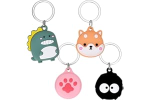 Jaslongri AirTag Cartoon-Muster-Schutzhülle, Airtag weiche Silikonhülle, Zubehör umfasst Schlüsselring/Taschenanhänger/Gepäckanhänger/Hundehalsbandanhänger (3841)