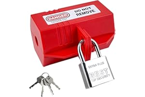 JCRWXP 90 * 51 * 51 MM Protector Enchufes, Dispositivo Bloqueo Enchufe Rojo, Caja con Candado para Enchufes, Cerradura de Enchufe, Bloqueo de Enchufe, Caja de Protección de Enchufe (1)