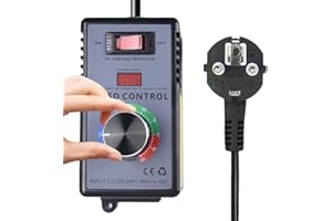 CALENXY Drehzahlregler 230v, Drehzahlregler Motor Verwendung für Kreissägen Winkelschleifer Bläser Handbohrer, Frequenzumrichter 230V, Motor Spannungsregler AC 220V 10A Spitzenleistung 4000W LED Bildschirm