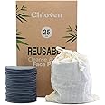Chloven 25 Pack Charcoal Bamboo Reusable Makeup Remover Pads - Bamboo Reusable Cotton Rounds for Toner, Washable Eco-Friendly Pads for All Skin Types with Cotton Laundry Bag