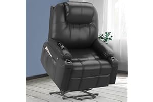 YONISEE Lift chairs recliners for elderly,Recliner Chair with Massage and Heat, Extended Footrest, Heavy Duty Motor Large Recliners for Living Room USB Port, Cup holders, 2 Side Pockets (Black)