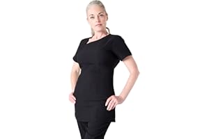 Simon Jersey Women's Beauty Tunic with Scooped Angle Neckline – Available in UK Sizes 6–26. Durable, Easy-Care Salon Uniform Designed for Beauty Therapists. Premium Quality Workwear for Women.