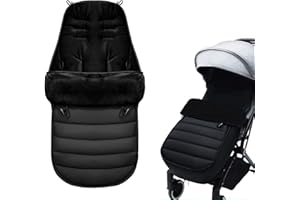 TOFFCAEA Universelle Chancelière pour Poussette, Sac de Couchage Bébé Thermique Épaissir, Doublure Chaude en Polaire, Antidérapante Chancelière imperméable et coupe-vent (Noir)
