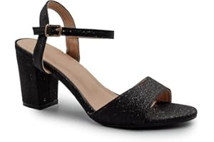 Fashion Thirsty Womens Bridal Sandals Glitter Low Block Heel Ankle Strap Ladies Wedding Evening Party Bridesmaid Prom Open Toe Shoes
