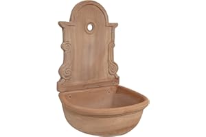 Biscottini Fontanna z terakoty 43x65x37 cm - Fontanna ścienna ogrodowa - Fontanna zewnętrzna i wewnętrzna - Fontanna ozdobna do ogrodu - Pojemnik - Fontanna odporna na mróz - Fontanna wisząca