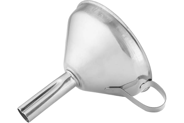 axentia Entonnoir en Acier Inoxydable avec Anse, Ustensile de Cuisine pour Remplissage de Bouteilles Transfert de Liquides, Entonnoir Métallique Diamètre 10 cm, Argenté