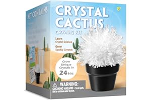 EDUMAN Crystal Cactus Growing Kit for Kids, Kids Science Experiment Kit with Crystal Powder, Grow Your Own Crystals, Educational STEM Craft Kit for Boys & Girls (Cactus White)