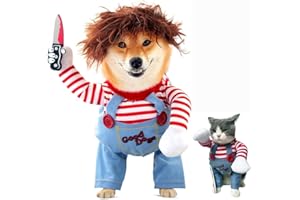 AMBMPM Costumes d'halloween pour Chiens et Chats, Vêtements Tenue Deadly Doll pour Animaux, Costume drôles pour Chiens pour Halloween, Noël, fêtes, Cosplay (M)