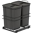 Emuca - Recycle bins for kitchen, 2 x 35 L, lower fixing and manual removal, Anthracite grey plastic