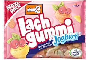 ‎NIMM2 LACHGUMMI nimm2 Lachgummi Joghurt – 1 x 376 g Maxi Pack – Fruchtgummis mit Fruchtsaft, Vitaminen und Joghurt – Süßigkeit in sechs Geschmackrichtungen