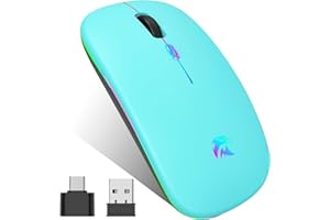 HZD Mouse Wireless Ricaricabile, Mouse Bluetooth, Mouse 2,4 GHz con Mini Ricevitore USB, 1600 DPI Mouse Senza Fili, Mouse Silenzioso, Mauser Wireless Compatibile con Apple, Mac, PC, Laptop, Windows