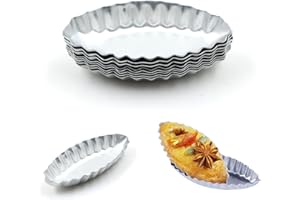 mimzemamz Stampi di Crostate Uova Aluminum 8 Pezzi Formine per Muffin, Stampo per Torta Cupcake, Stampi per budini, Antiaderente e Riutilizzabile DIY Strumento di Cottura, Torte Biscotti, Argento