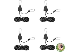 DALAETUS 4 Pièces Corde de Tente Réfléchissante Kit, 4M Corde Tente Camping avec Tendeur, Cordes à Cliquet pour Camping, Randonnée, Pique-Nique, Activités de Plein Air, Auvents, Tentes (Noir)