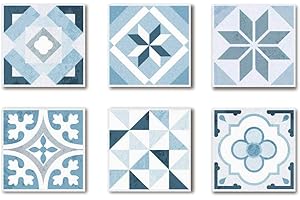 DESCONOCIDO Posavasos Set de 6 ud Tamaño 10x10 cm con Estampado Original Tacto Blando y Suave de 2 mm de Grosor (10 cm, Eileen Azul)