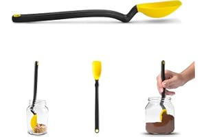 Dreamfarm Mini Supoon, nieprzywierająca silikonowa łyżka do siedzenia i gotowania, wielofunkcyjna łyżka z liniami pomiarowymi, przybory kuchenne | żółta