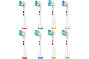 OddeKey Testine Compatibile Con Braun Oral B Smart 4 4500, Vitality 170, Pro 3, Genius X, Vitality Pro, Pulizia Profonda, 8 Testine Ricambi per Oral B Spazzolini Elettrici, Bianco