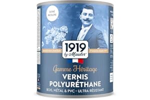 1919 BY MAULER Vernis Polyuréthane pour bois, métal et PVC - Satiné Incolore 1L - Haute résistance qualité professionnelle