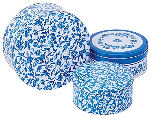 Cooksmart Secret Garden Runde Keksdosen, Kobaltblau, 3er Set