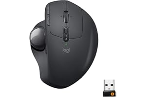 ‎LOGITECH Logitech MX Ergo Bezprzewodowa mysz z trackballem, Bluetooth lub 2,4 GHz z ujednoliconym odbiornikiem USB, regulowany kąt nachylenia trackballa, precyzyjne kółko przewijania - Czarny