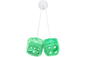 AYNKH 6 cm flauschige Würfel, Autospiegel zum Aufhängen, Weihnachtsbaumschmuck, flauschiger Innenanhänger, Paar Autoanhänger für Innendekoration (Grün)