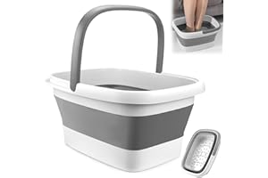 RIEROUSY Pediluvio Pieghevole, Pediluvio Piedi, Bacinella Pieghevole, Vasca Pedicure, Vaschetta Pedicure per Il Pediluvio, La Pedicure Della Salute del Piede, Alleviare La Fatica (bianco grigiastro)