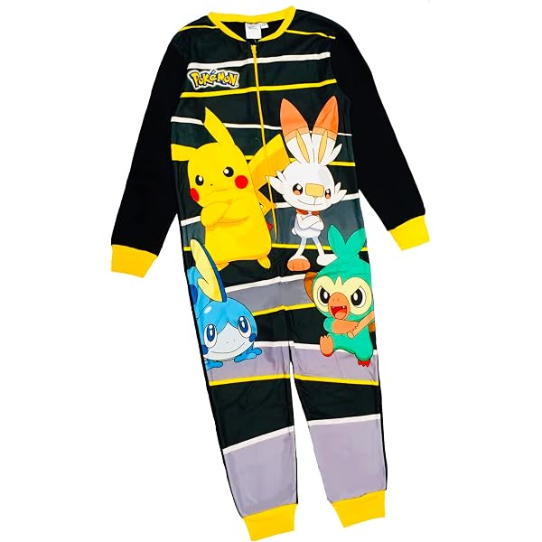 Pyjama Onesie Pokémon Pikachu Enfant - Capuche Oreilles 3D - Taille 4-14 Ans - Officiel Licence