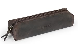 OTTO ANGELINO Londo Astuccio in Vera Pelle con cerniera, portapenne, borsa per cartoleria