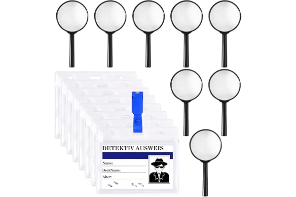 Voarge Lot de 8 loupes pour enfants - Pour anniversaire d'enfant - Cadeau de fête - Pour détective, espion, agent secret - Kit de chercheurs