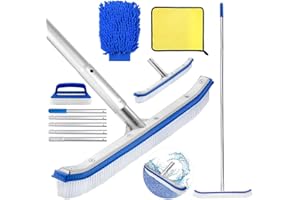 HEYIDAMAI Pool Bürsten Set,Poolreiniger Bürste 45 cm,Pool Reinigungsbürste,Poolbürsten reinigungsbürste mit Längenverstellbarer Superstarkes Aluminiumstange 180cm und Erstärkter Edelstahl Rückseite.
