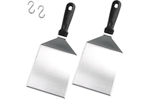 GUDALEA Spatule à Plancha Spatules pour Barbecue, Lot de 2 Grande Spatule à Hamburger, Acier Inoxydable Métal, Spatule à Griller pour Hamburger Écrasé pour La Propagation de La CrèMe, Omelett und Steak