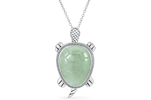 BLING JEWELRY Collier Pendentif Tortue De Mer Cœur Vert Mère Maman En Opale Créée Avec Incrustation Nautique Tropicale Plage Vacances Personnalisée S En Argent Sterling Pierre De Naissance D'Octobre Personnalisable