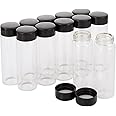 Rowiz 28pcs 30ml Clear Small Glass Vials with Black Screwcap Liquid Sampling Sample Glass Bottles for Chemistry Lab Chemicals