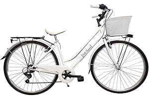 Cicli Tessari - bicicletta da donna bici da passeggio city bike ruota 28 trekking cambio 6 velocita' con cesto anteriore