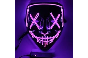 SOUTHSKY LED Mascara Mascarilla negra Disfraz de Luces Neon Brillante 3 Modos For Chrismas Halloween Carnaval Costume Cosplay Party