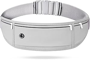 Lrikas Laufgürtel für Handy, Wasserdicht Lauftasche für Damen und Herren, Läufer-Hüfttasche mit 3 Taschen, Nicht Verschieben Handytasche Joggen zum Radfahren, Fitness, Spazierengehen (Grau)