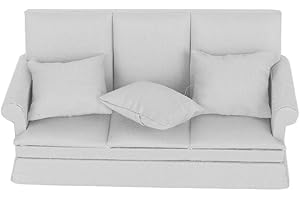 Haokaini Mini Dollhouse Sofa 1/12 Scale Dolls House Armchair Furniture Sofa Couch with 3 Removable Cushions Fit for Barbie Dolls House Girls Birthday Gift