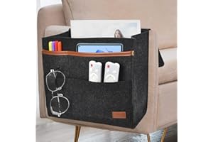 DTYGUIXE Filz Betttasche Bett Organizer Nachttisch Organizer Filz Nachttisch Tasche Betttasche zum Einhängen Rutschfeste Sofa Organizer Hängeaufbewahrung Tasche Filz Aufbewahrungstasche (Schwarz)