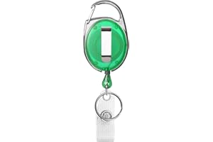 KARTEO Porte-badge enrouleur vert avec mousqueton, clip de ceinture pour porte-carte, porte-badge, clés, mousqueton porte-clé avec clip en métal et boucle en vinyle