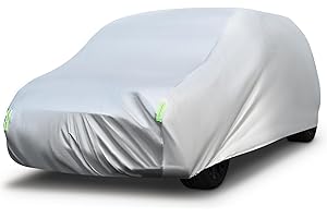 WAWOFUN Car Cover Waterproof, Breathable Car Covers with Green Reflective Strips All Weather Protection, Automobiles Hail Protector Full Exterior Indoor Outdoor Cover (Fit for SUV estate length 460 to 485cm)
