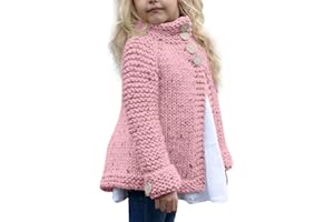 LOOTENKUN Cardigan Pull Fille Ado Pas Cher A La Mode Hiver Chaud en Tricot Uni Button Manches Longues Doux Cartoon Mignon Tendance Ouvert Manteau 2-8 Ans