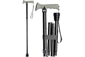 SR ESSENTIALS Folding Walking Sticks for Men Ladies with Non Slip Gel Handle - Folding Extendable Walking Sticks for Men Disabled, Adjustable Height Walking Canes for Men Collapsible Walking Stick