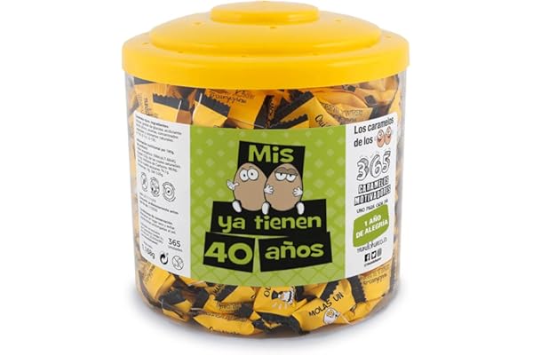 Regalo original. Tarro con 365 caramelos motivadores. Mis huevos ya tienen 40 años. Un caramelo motivador para cada dia del año