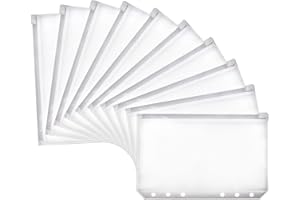 LULYL LuLiyLdJ 10 pack A6 taille 6 trous dossier en plastique étanche 6 trous fermeture à glissière à feuilles mobiles sac pour documents carte cahier