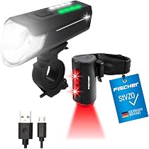 FISCHER Feu Arrière Vélo Double Avec Éclairage Au Sol 360° – Rechargeable USB, Homologué KBA, IP44