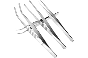 COZY INVITING Gebogene Pinzette, Stumpfe Pinzette, 4 Stück 14 cm Precision Tweezers Set, Pinzette Lang Edelstahl Profi für Elektronische Reparaturen, Präzisionsarbeit